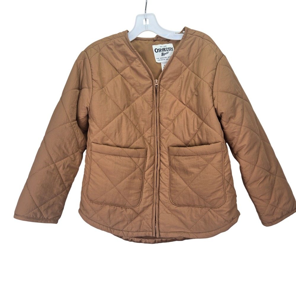 OshKosh B Gosh Girls Quilted Jacket Size‎ 6/6X Lightweight Brown Coat Kidcore